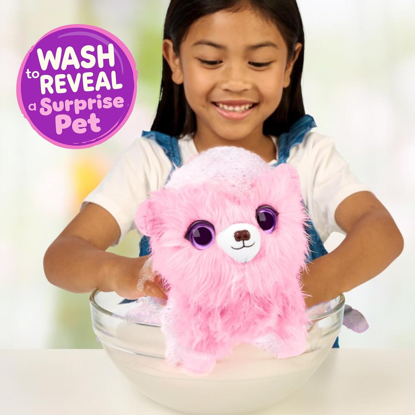 Hot ScruffaLuvs Pink Surprise Pet, Mystery Plush Toy, Wash to Reveal | Wash to reveal 1 of 3 rescue pets, includes deluxe carrier & comb; plush toys for girls ages 3+, gift
