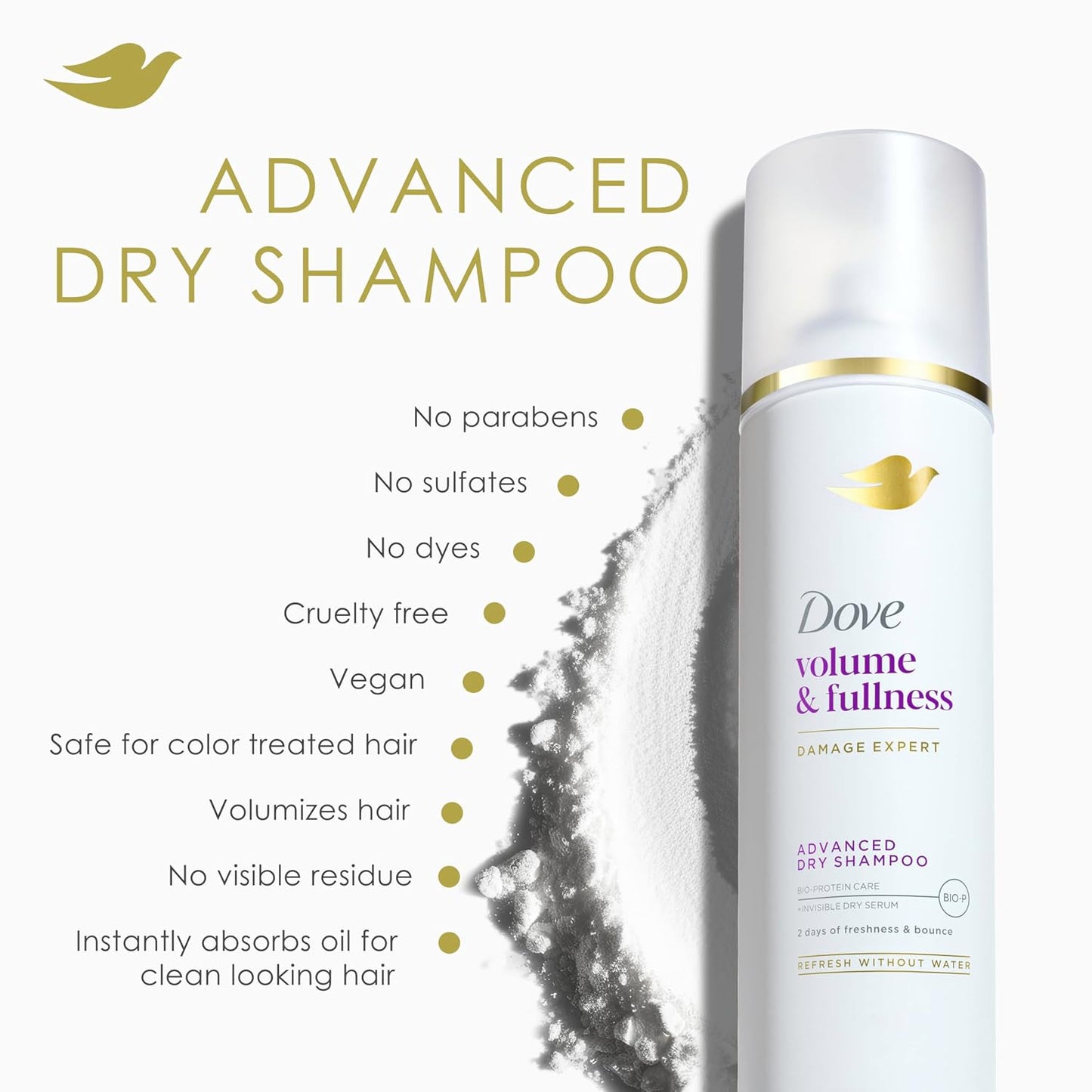 HotDove Dry Shampoo Spray, Volume & Fullness, Absorbs Oil to Refresh Hair Without Washing, 5 oz (2-Pack)