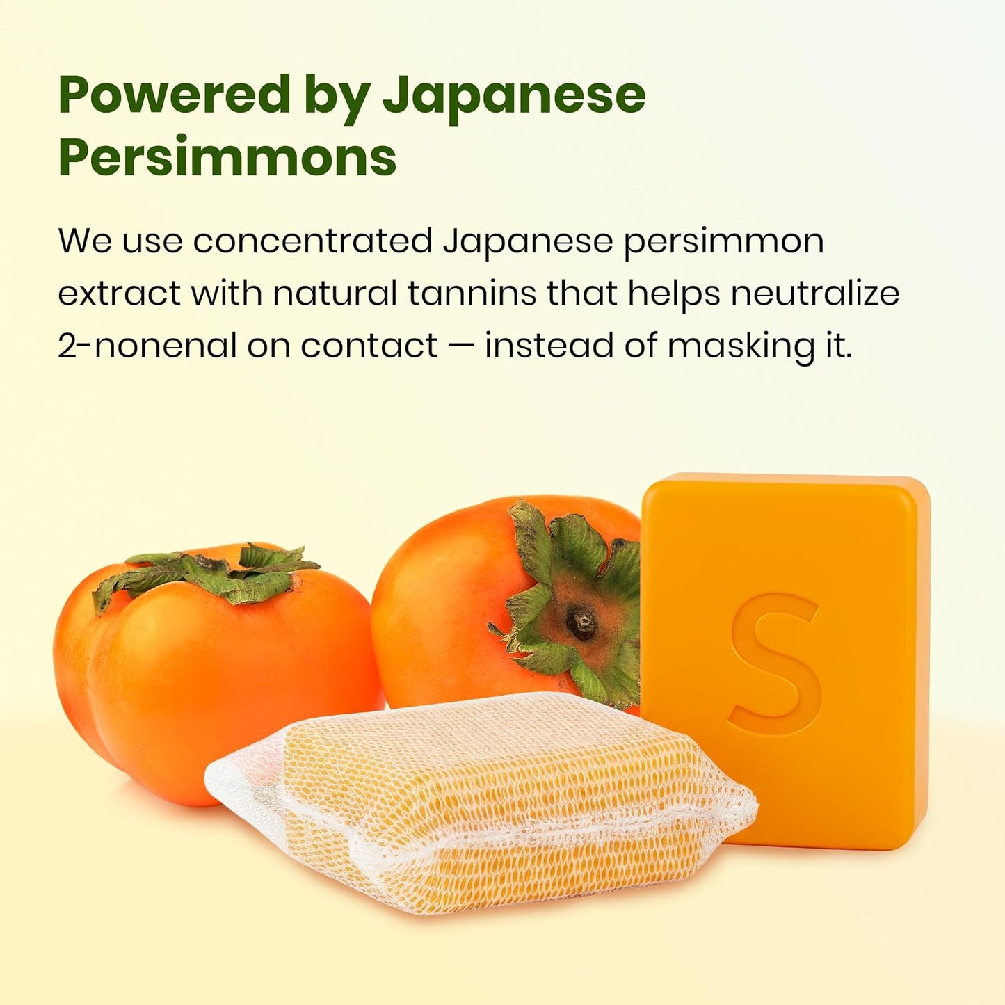 HotJapanese Persimmon Cleanser Bar 2 Pack Bundle for Body Odor, Solution for Old People Smell - Natural Ingredient Body Bars, Organic Formula, Skin Care, Cleansing Hygiene 1 oz
