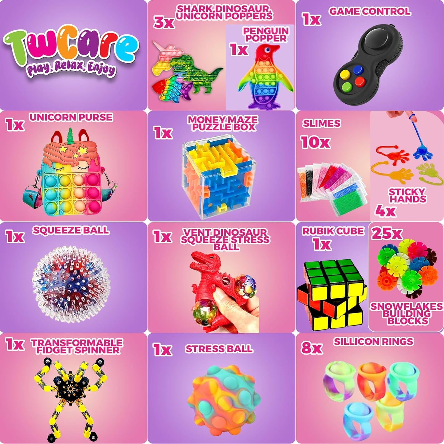 Hot 120 Pcs Fidget Toys Pack, Pop Sensory Party Favors Set Gifts for Kids Adults Boy Girl Stocking Stuffers Autistic Bulk Goodie Bag Filler Treasure Box Classroom Prizes School