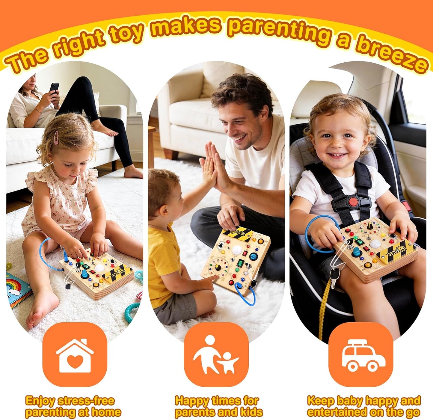 HotGrarain Busy Board for Toddlers - Montessori Educational Toy for 1-3 Year Old Boys & Girls | Travel-Friendly Sensory Learning Activity | Ideal for Kids with Autism(Clocks Busy Board)