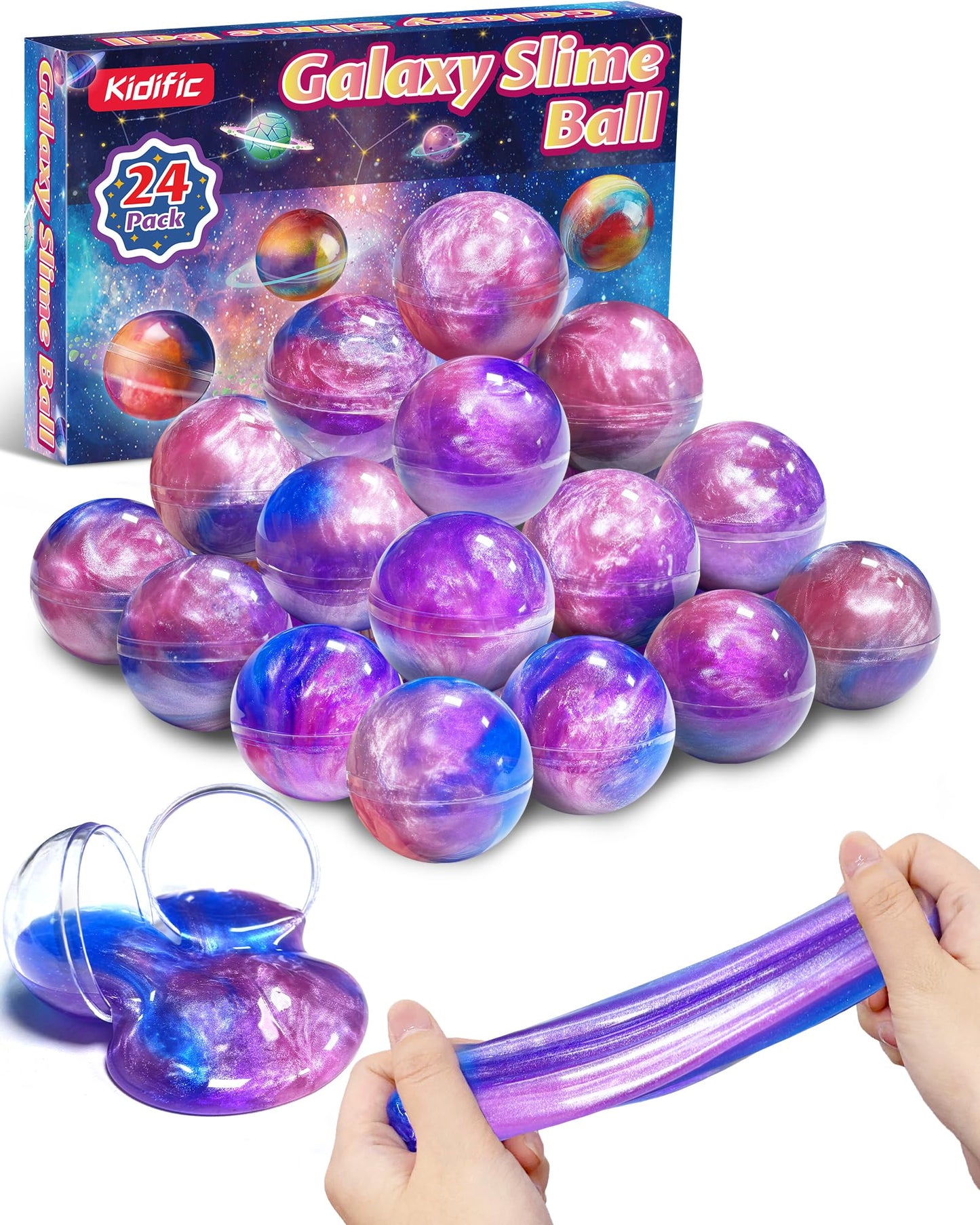 Hot 24 Pack Galaxy Slime Party Favors, Non-Sticky, Stress Relief Treasure Box Toys for Classroom Prizes Party Supplies, Student Gifts Birthday Goodie Bags Stuffers for Kids Teens Boys Girls 4-8, 8-12