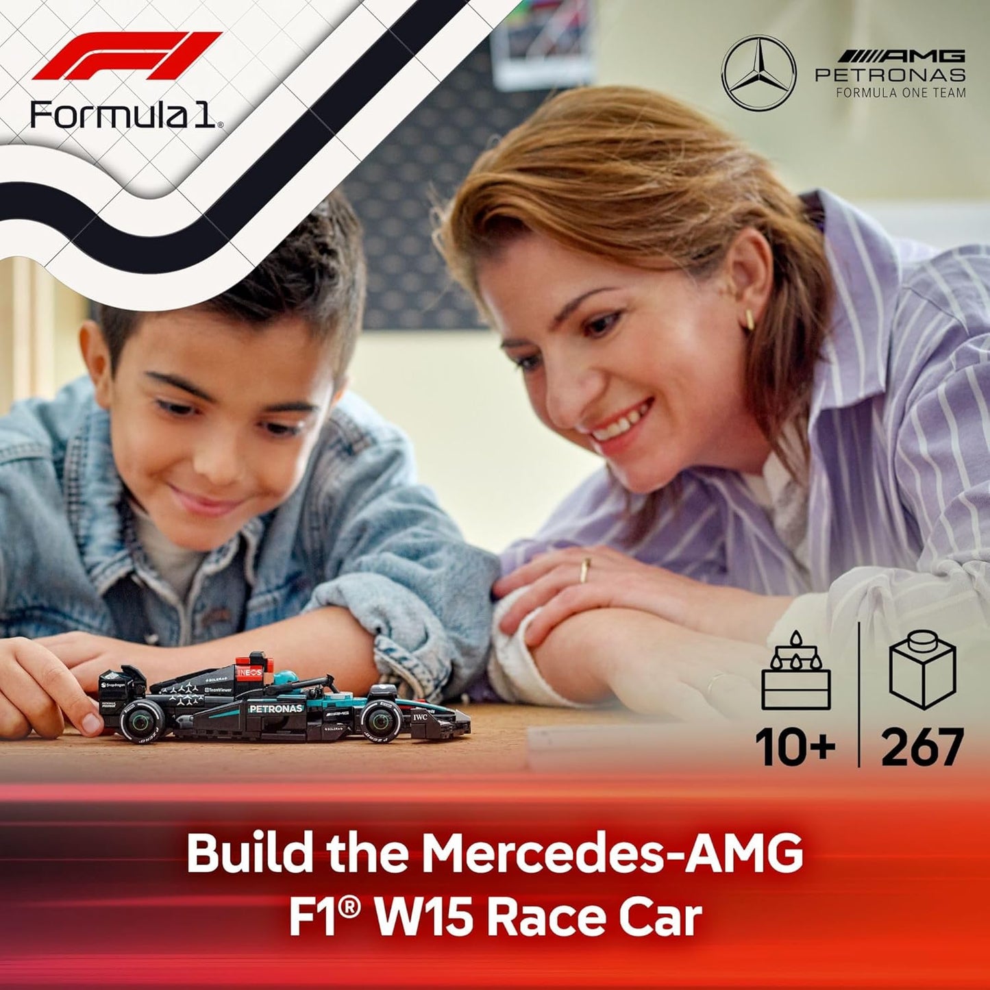 Hot LEGO Speed Champions Mercedes-AMG F1 W15 Race Car Toy - Building Set for Kids, Boys & Girls, Ages 10+ - Toy Car for F1 Fans - Gift Idea for Birthday - 77244