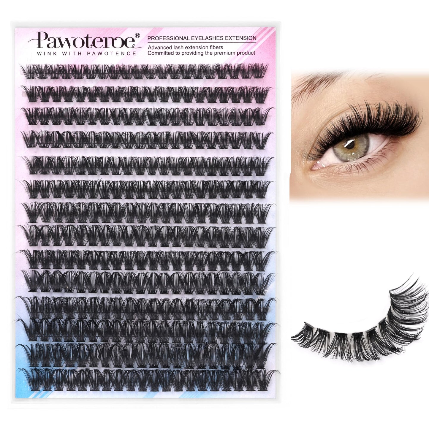 HotPawotence Lash Extension Kit DIY 280pcs Lash Clusters Eyelash Extension Kit, 9-16mm 30D 40D Individual Lashes Kit with Lash Bond and Seal, Lash Tweezers for Self Use (30D&40D, 0.07D, 9-16mm, Kit)