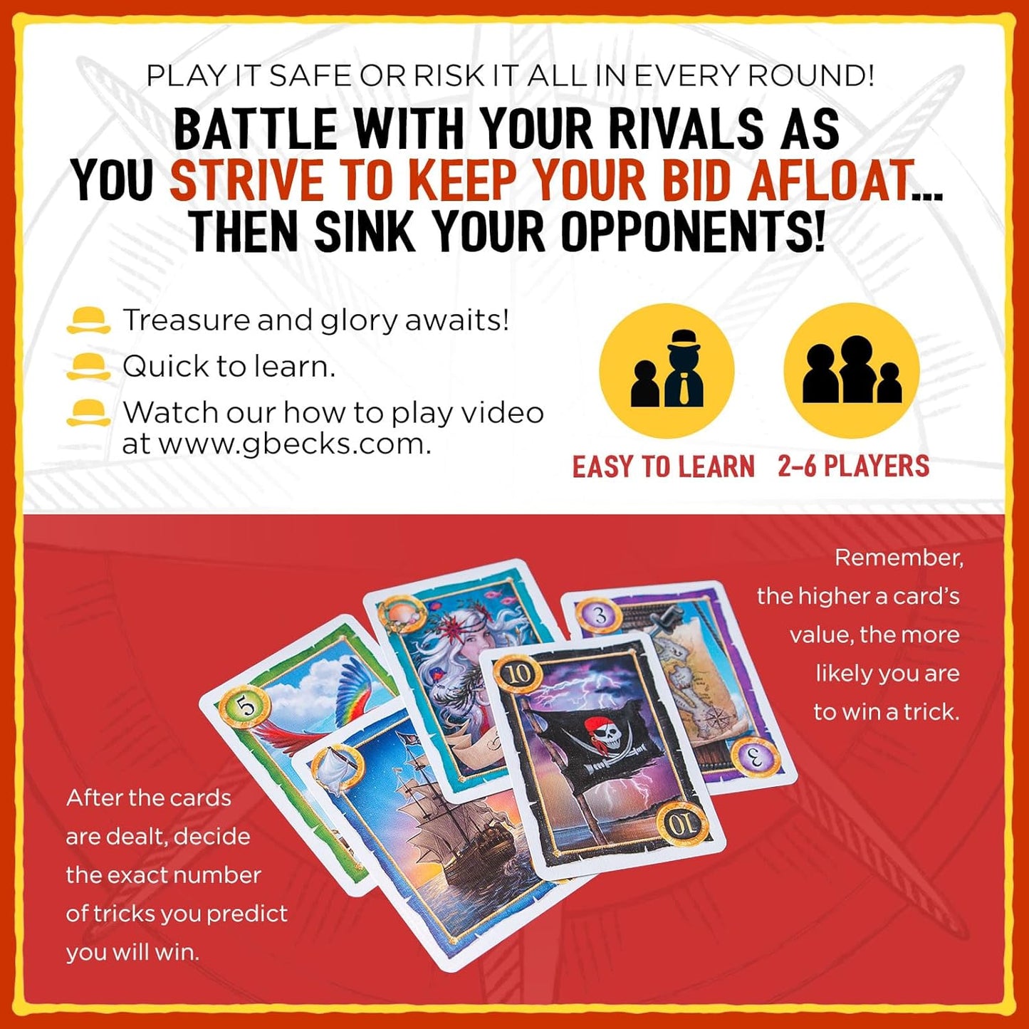 Hot Grandpa Beck's Games Skull King - The Ultimate Pirate Trick Taking Card Game | Strategy Game for Friends, Family, Game Night | from The Creators of Cover Your Assets | 2-8 Players Ages 8+ (Base Game)