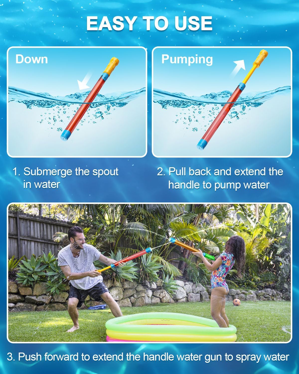 Hot LQYoyz Water Guns for Kids -16.5'' Bulk Squirt Gun for Kids Adults, Summer Party Blaster Water Guns for Outdoor Swimming Pool Beach Water Fighting 6 Pack