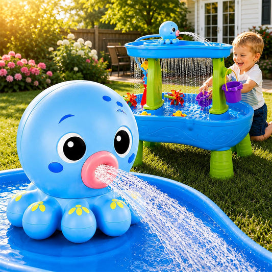 Hot Upgraded Octopus Water Table Pump with Huge Water Output, 3H Non-Stop Fun for Step 2, Rechargeable Water Pump for Water Table, Water Table Accessories for Kids, Toddlers Summer Water Toys (Pump Only）