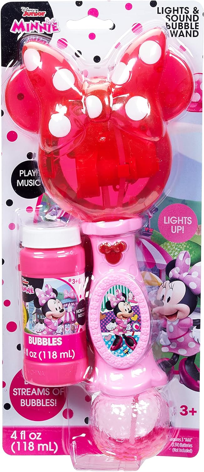 Hot Little Kids Disney Minnie Mouse Light and Sound Musical Bubble Wand, Includes Bubble Solution, Multi (2051)