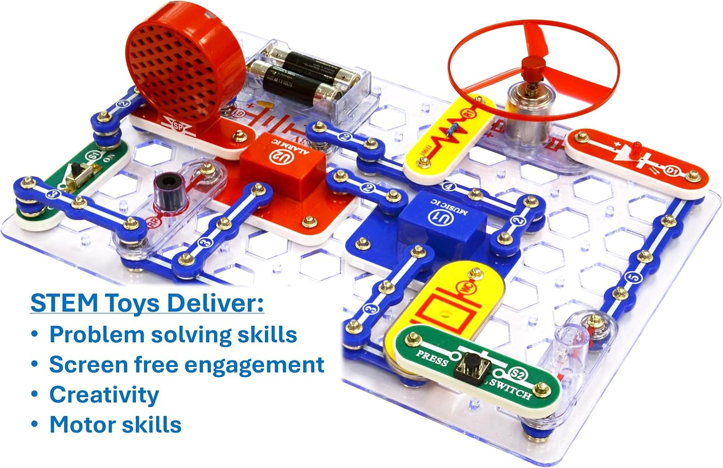 Hot Snap Circuits Jr. SC-100 Electronics Exploration Kit, Over 100 Projects, Full Color Project Manual, 28 Parts, STEM Educational Toy for Kids 8 +