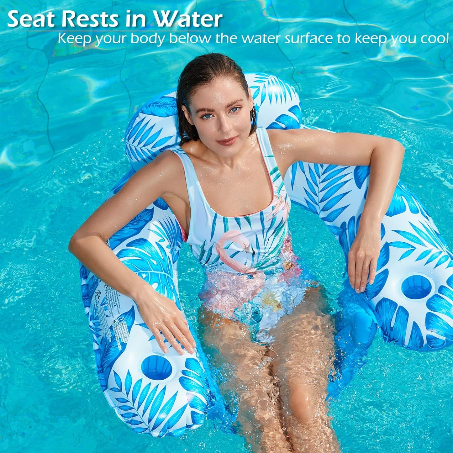 HotJasonwell Inflatable Pool Float Chair - 2Pack Pool Floaties Floating Pool Chair Lounge Floats for Swimming Pool Water Chair Pool Lounger with Cup Holder Pool Toy Party Floaty Adults (BG-L)
