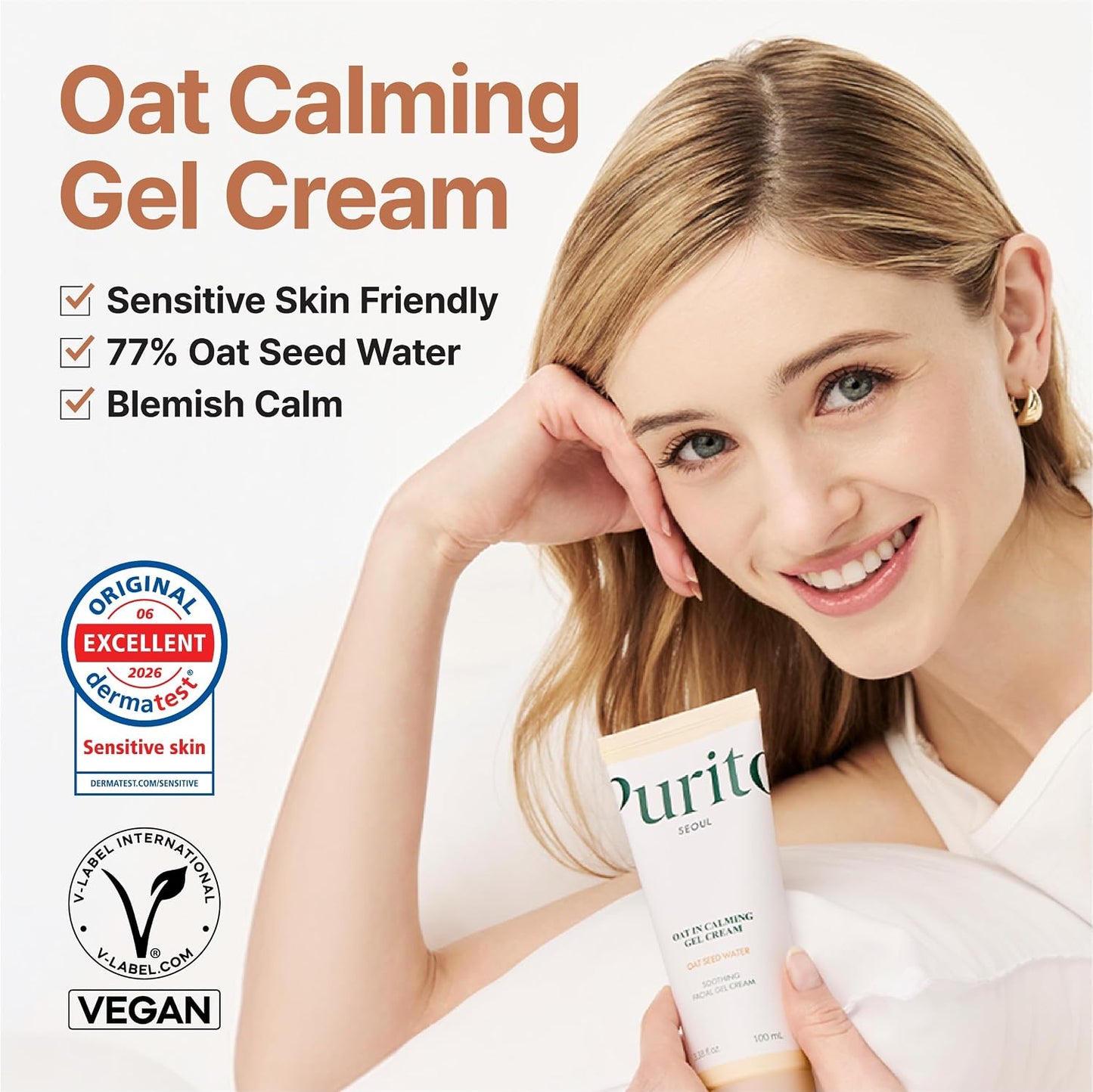 HotPURITO Oat Calming Gel Cream | Face Moisturizer for Blemish Calm & Lightweight Hydration | All skin types, sensitive and blemish-prone skin | Non-Comedogenic | Korean Skincare, 100mL, 3.38 fl.oz