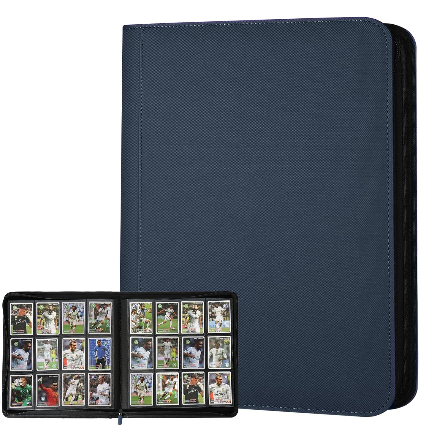 HotGERMUN 9 Pocket Trading Card Binder,720 Cards,40 Top-Loading Pages, Double Sided Pockets PU Cover Zipper Collection Album Folder for Standard MTG, TCG, Sports Cards(Black)