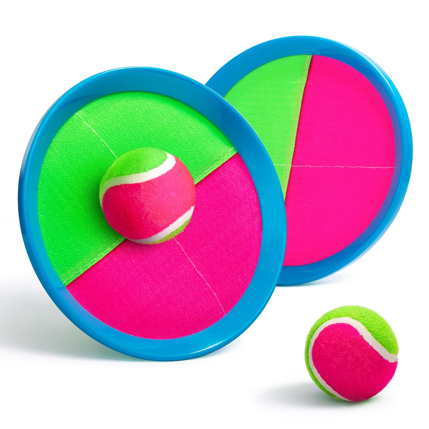 Hot TEILLNET Toss and Catch Ball Set Upgraded - Kids Toys Beach Toys Baseball Games - Sturdy & Water-Resistant for Outdoor Pool Yard Games - Classic Gift for Boys Girls 3 4 5 6 7 8 9 10 11 12+ Years