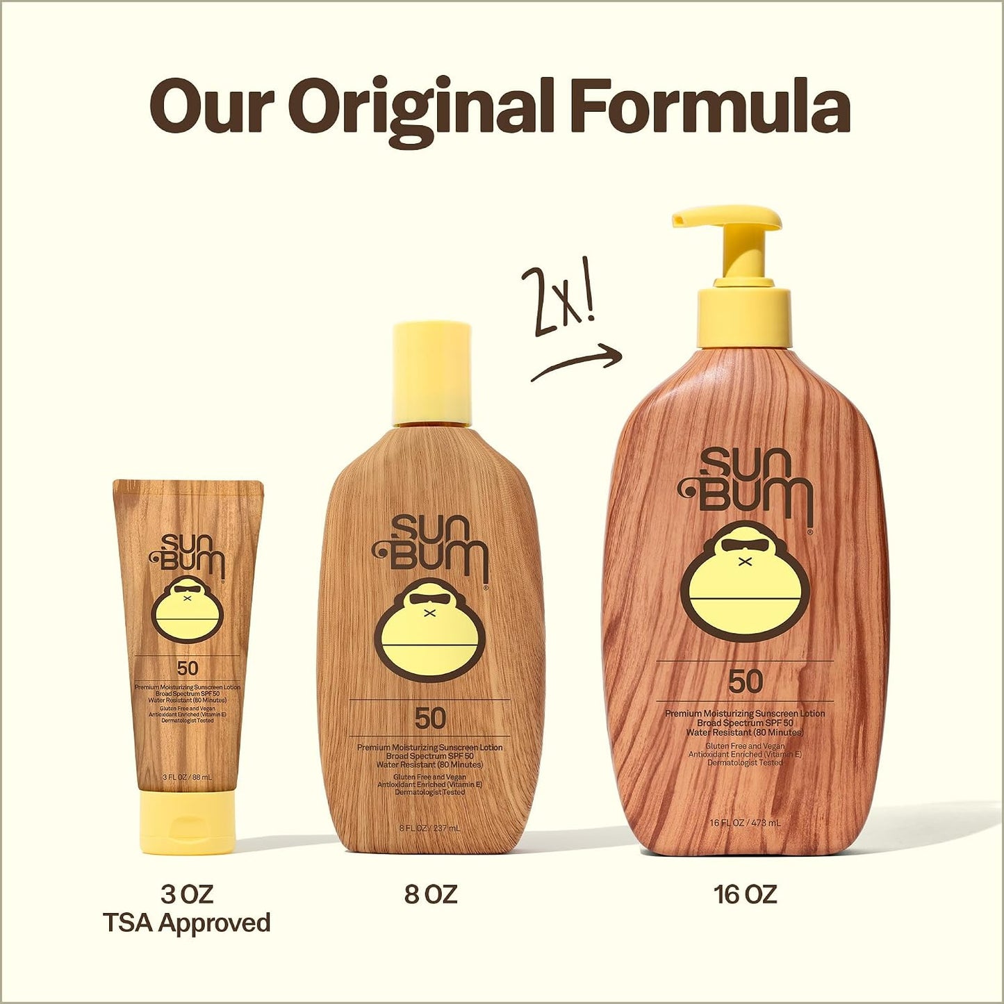 HotSun Bum Original SPF 50 Sunscreen Body Lotion - Broad Spectrum Moisturizing Sunscreen with Vitamin E - Hawaii 104 Act Compliant (Made without Octinoxate & Oxybenzone) - Travel Size - 3 oz