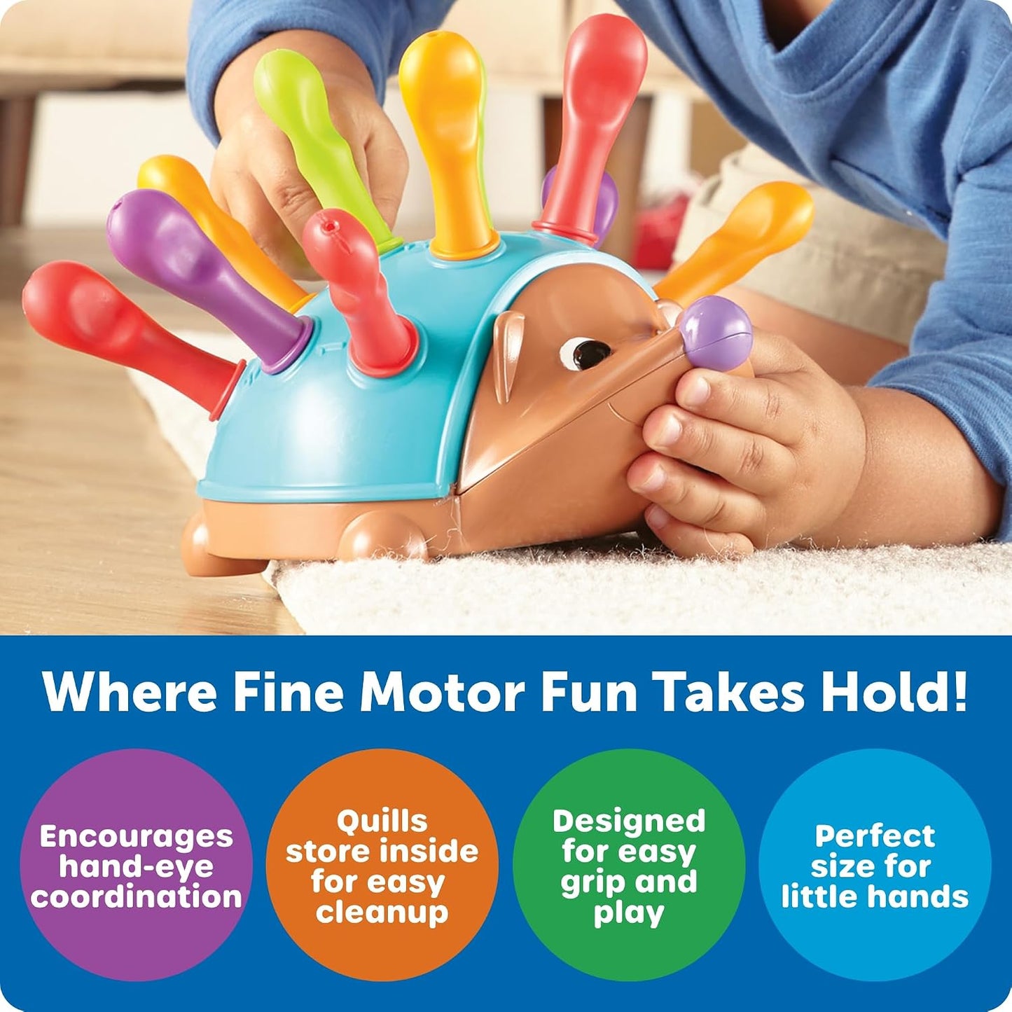 HotLearning Resources Spike The Fine Motor Hedgehog - Toddler Montessori Toys, Stacking Shape, Gifts For Boys And Girls, Sorting And Matching Skill Activities, Educational Games, Kindergarten
