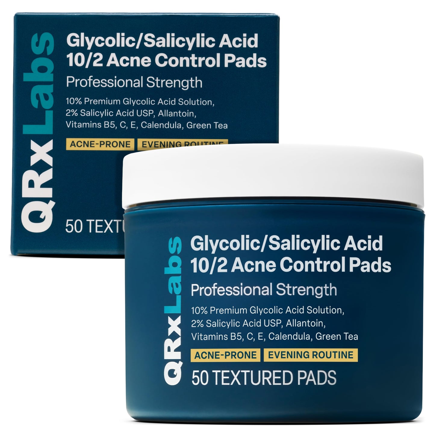 HotQRxLabs Glycolic Acid Pads - 20% Resurfacing Pads AHA for Face & Body - Exfoliates Skin Surface and Reduces Appearance of Fine Lines and Wrinkles - Acne Treatment Clearing - Daily Pads - 50ct