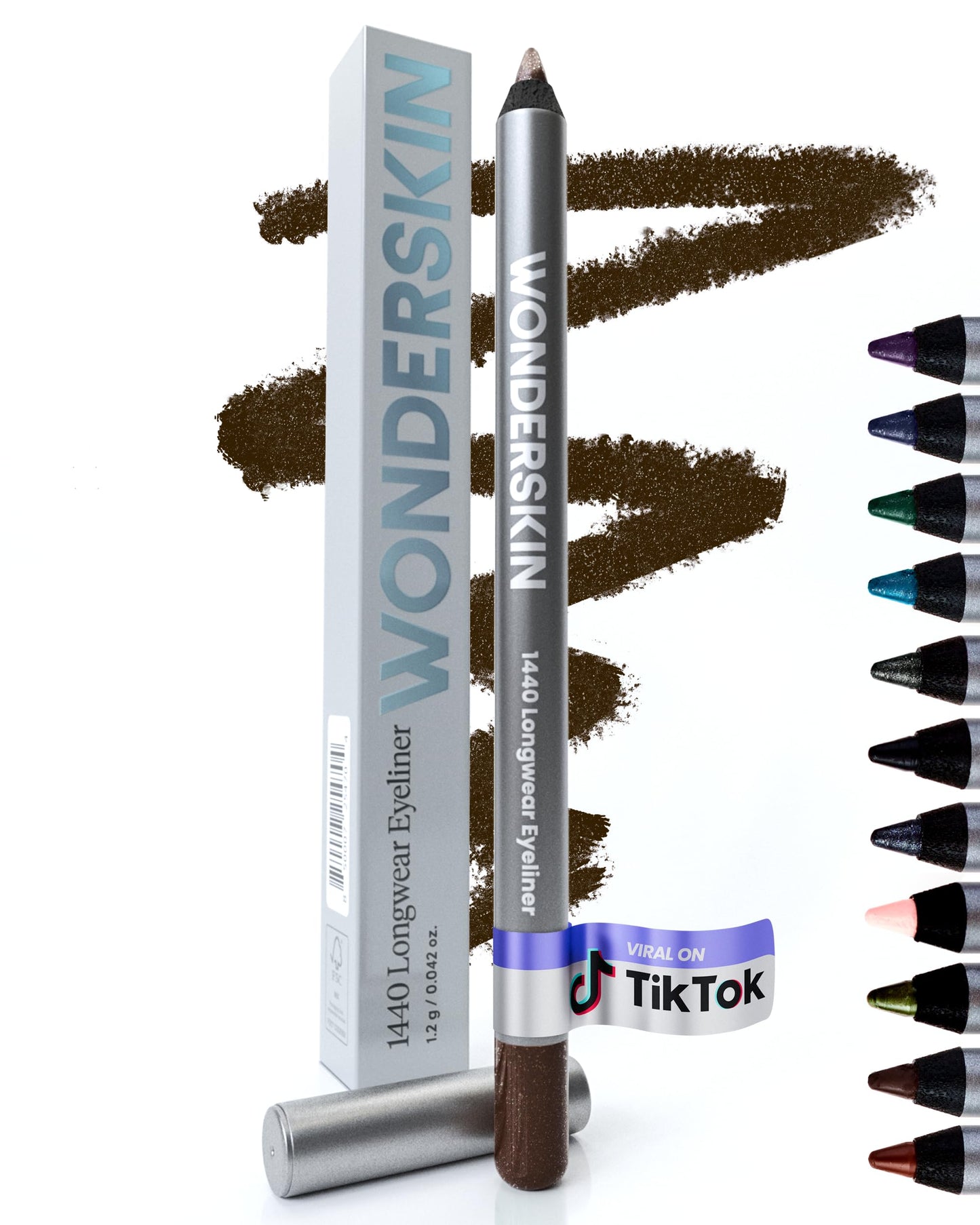 HotWonderskin Eyeliner Pencil, 1440 Longwear Brown Eyeliner Pencil - Waterproof, Sharpenable & Smudge Proof (Kalamata)