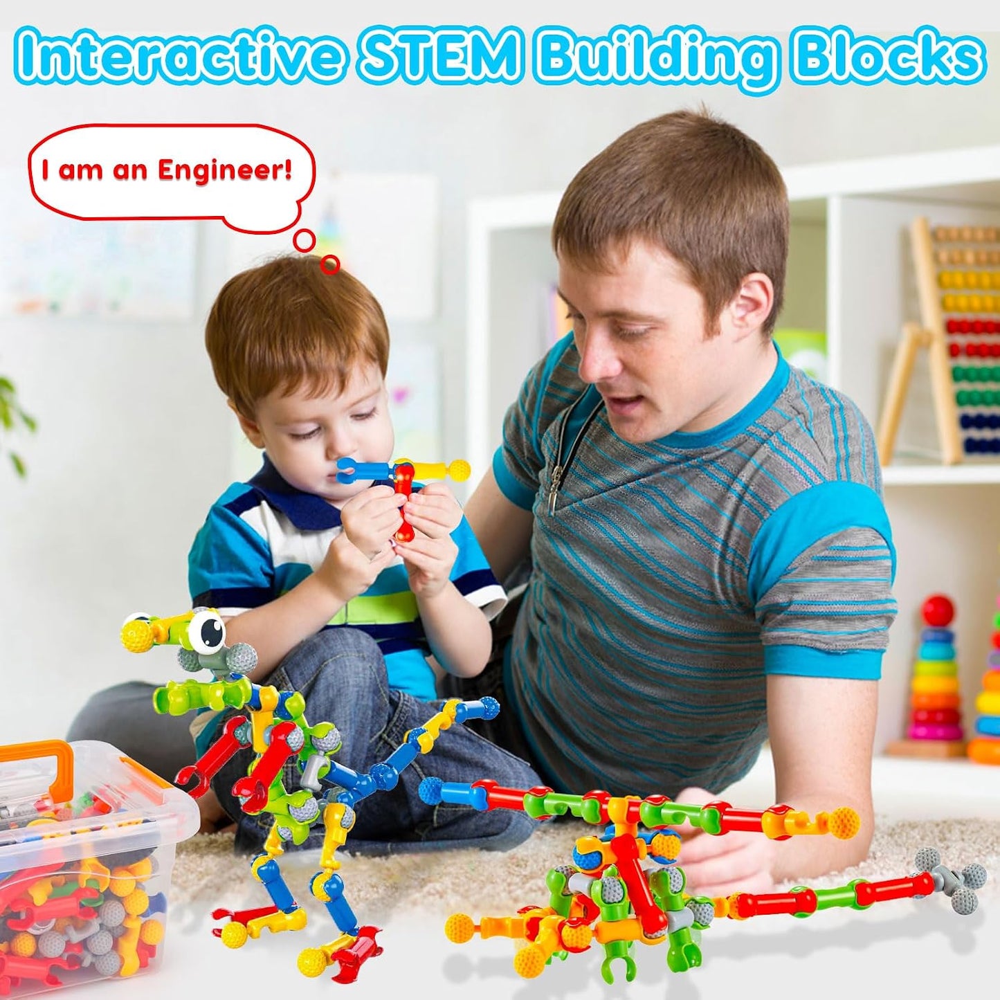 Hot Kids STEM Building Toys for 3 4 5 6 7 8+ Year Old Boy Girl Birthday Gift, 125 Pcs Preschool Classroom Educational Building Blocks Stem Kits Activities Ages 3-5 4-8 5-7 6-8 Engineering Creative Games