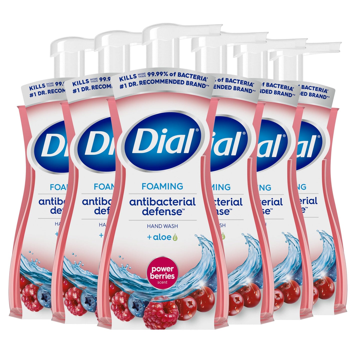 HotDial Antibacterial Defense Foaming Hand Soap + Aloe, Spring Water Scent, 7.5 Fl Oz (Pack of 6), Dermatologist-Tested Hand Wash, Gentle on Skin
