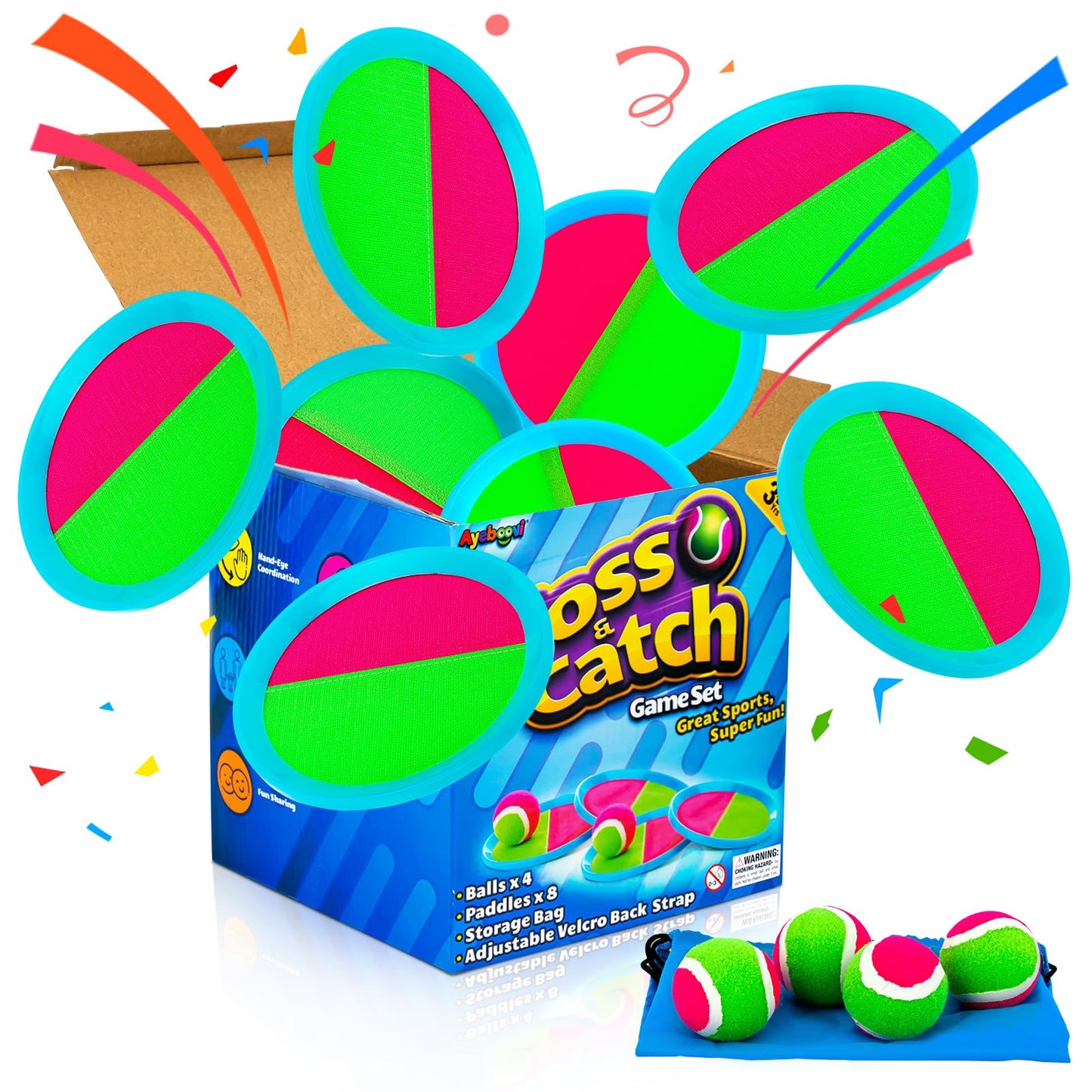 HotAyeboovi Toss and Catch Ball Game Outdoor Toys for Kids Yard Games Beach Toys Outside Games for 3 4 5 6 7 8 9 10 Year Old Boys Girls (Upgraded)
