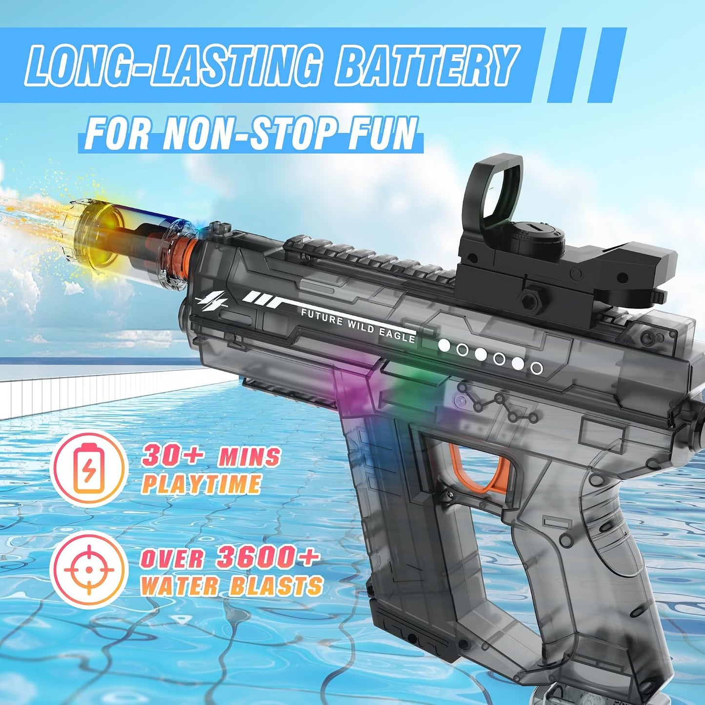 Hot Electric Water Guns for Adults & Kids,Realistic Automatic Water Gun with 26-32 FT Long Range,800ml Large Water Tank,Splash-Resistant Design,Summer Outdoor Pool Beach Toy for Backyard Games(2 Pack)