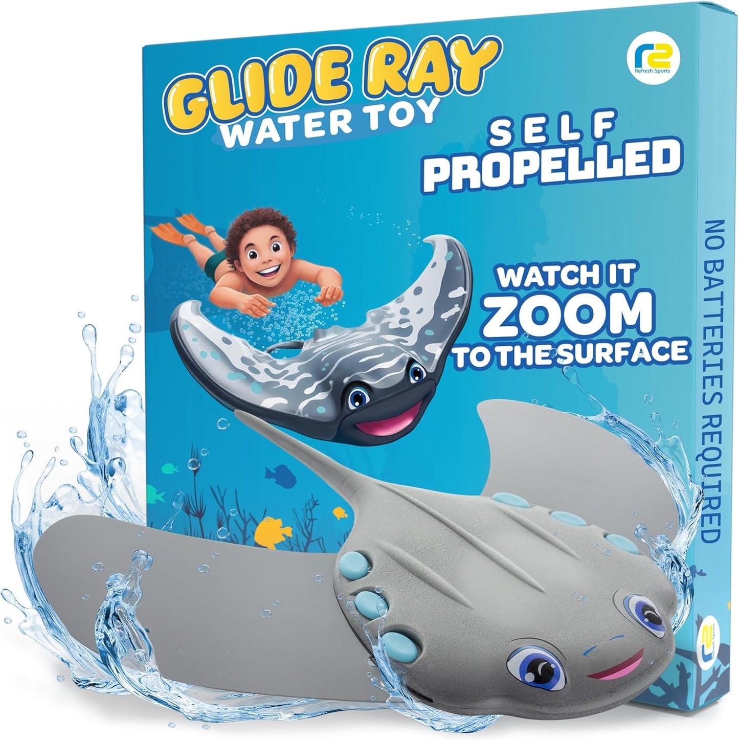 HotSwimming Pool Toys for Kids: Stingray Pool Torpedo Swim Toy - Self Propelled Water Toy Glides Underwater - Best Water Games & Outdoor Gifts for Boys & Girls - Diving Toys For Kids Ages 5 6 7 8 9 10 +