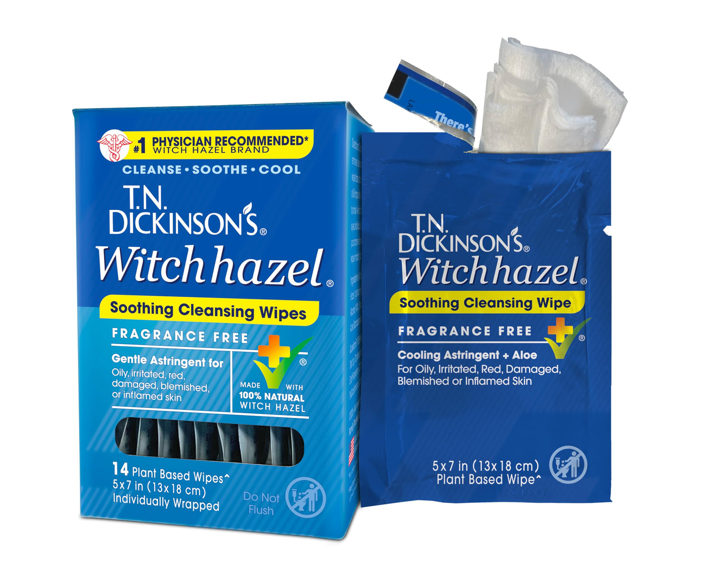 HotT.N. Dickinson's Witch Hazel Soothing MultiUse Cleansing Cloth, 4 Pack, 25 Cloths Per Pack,white