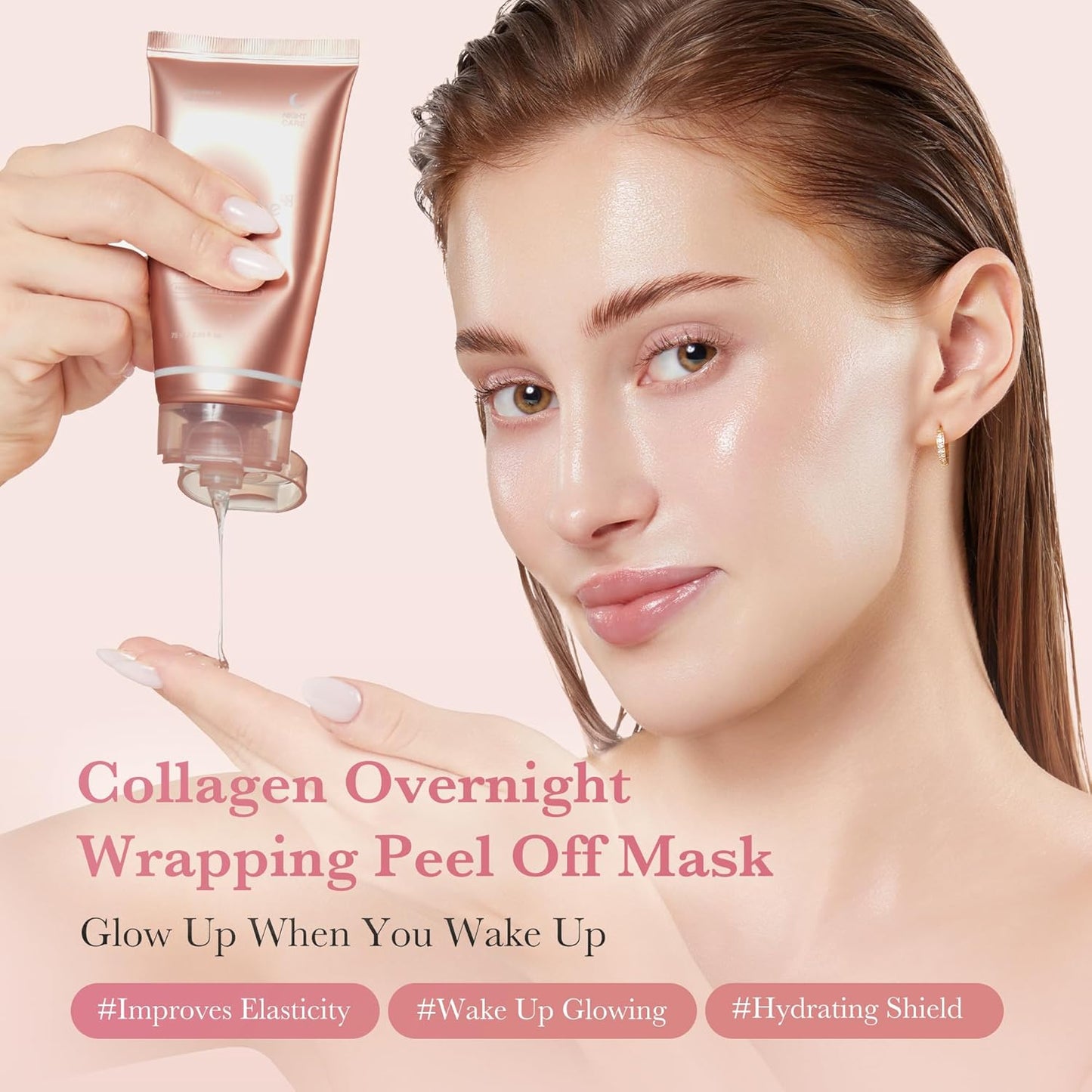 Hotmedicube Wrapping Mask Collagen Overnight Peel Off Facial Mask | Elasticity & Hydration Care, Reduces Sagging & Dullness | Hydrolyzed Collagen For Glowing Skin | Korean Skin Care, 2.53 fl.oz