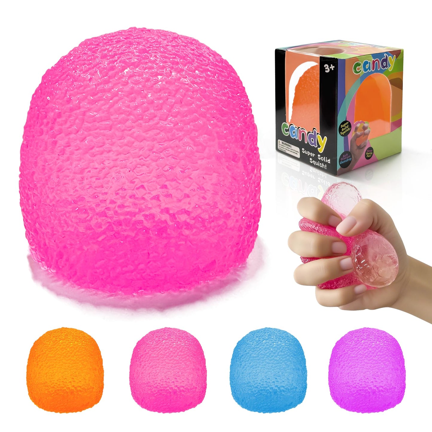 Hot Stress Balls-Gumdrop Squishy Stress for Kids and Adults, Super Solid Squeeze Ball, Sensory for Stress Relief, Birthday, Easter Basket Stuffers and Party Favors (Blue)
