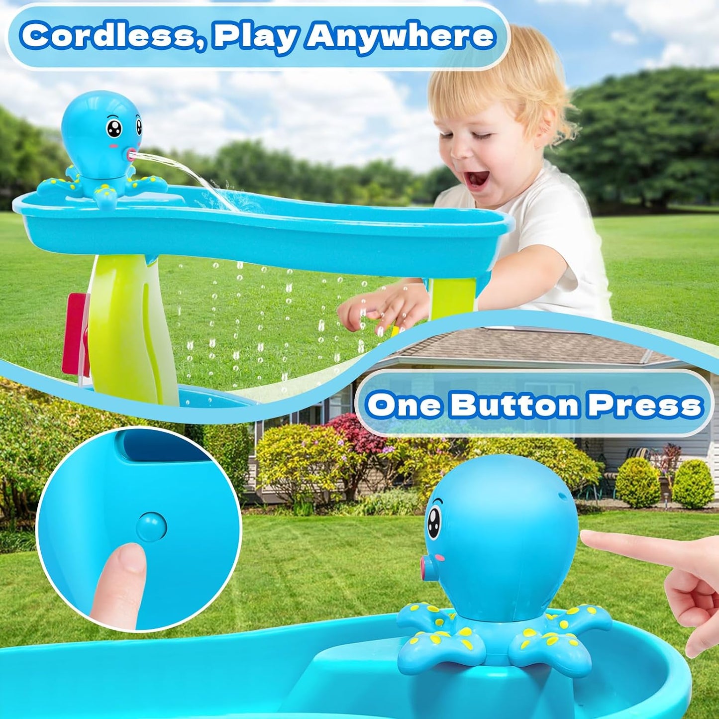 Hot Intoypad Water Table Pump, Octopus Battery Powered Water Pump for Water Table 3 Hours Non-Stop Fun Summer Outdoor Water Toys Outside Water Play Table Accessories for Toddlers Kids (Blue)