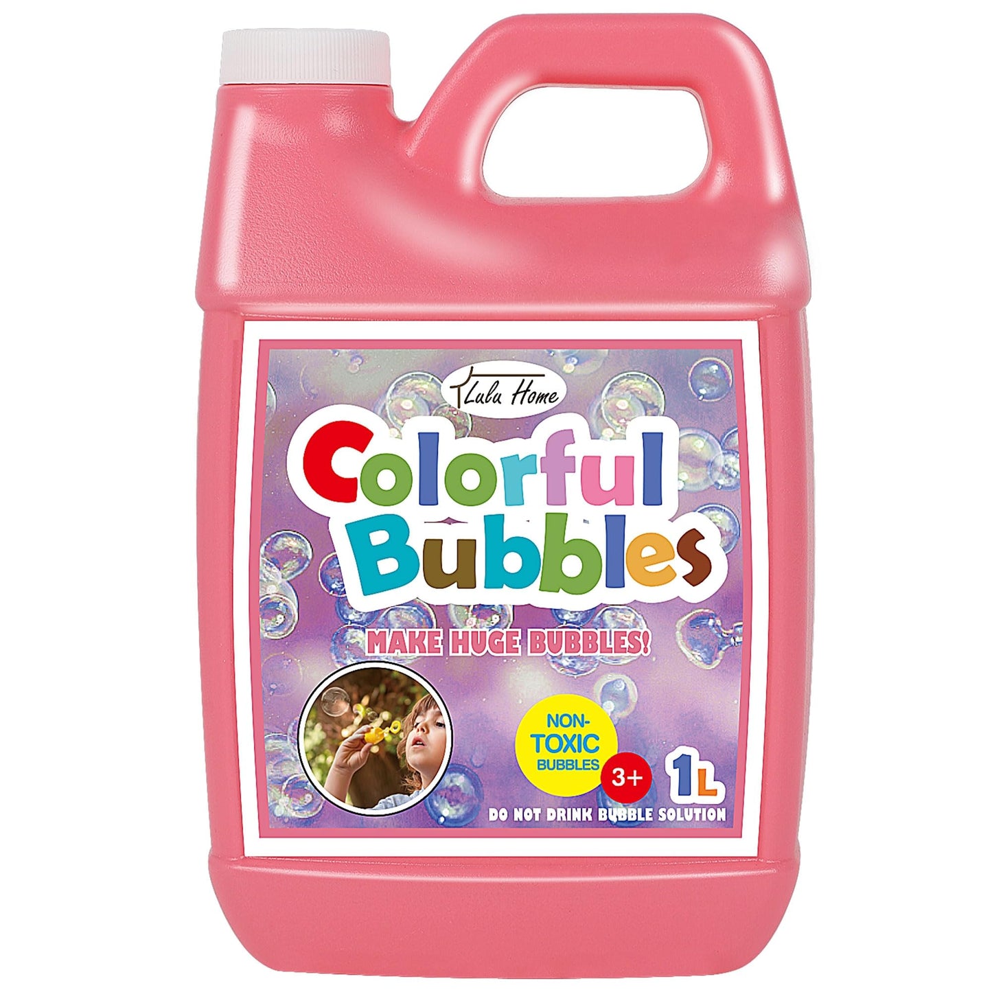 HotLulu Home 33.8 OZ/1 L Concentrated Bubble Solution, Refill for Bubble Machines, Giant Wands, and Blowers - Up to 2.5 Gallons for Kids' Birthday Parties