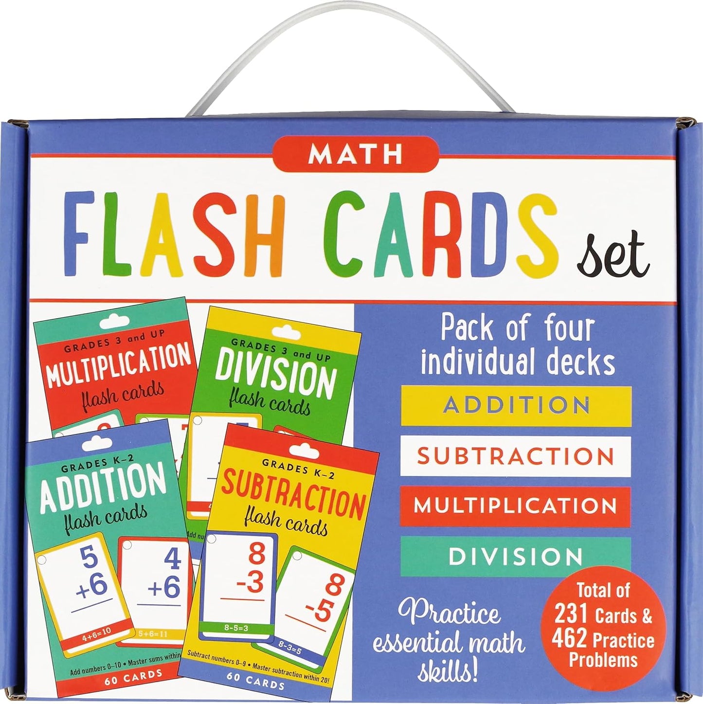 Hot Essential Math Flash Cards Set - Addition, Subtraction, Multiplication, and Division (4 pack set)