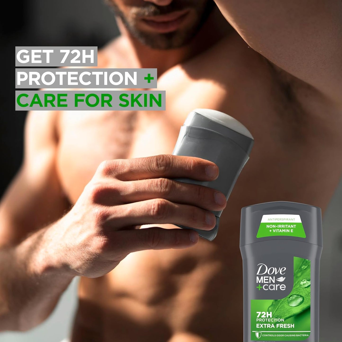 HotDOVE MEN + CARE Antiperspirant Deodorant Stick for Men 4 Count Extra Fresh with 72-hour Sweat & Odor Protection with 1/4 Moisturizing Cream & Long-lasting Citrus scent 2.7 oz