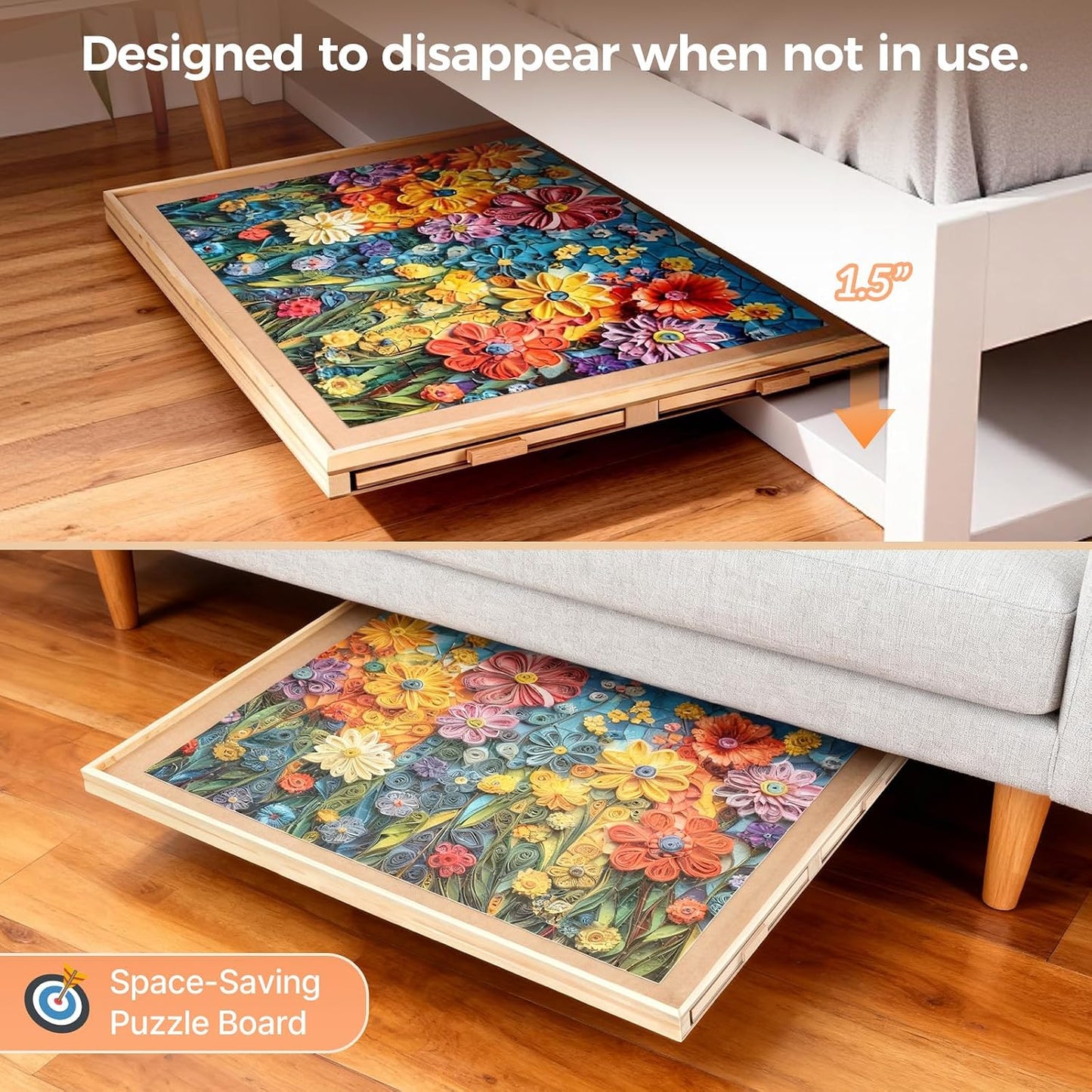 HotALL4JIG 1500 Piece Rotating Puzzle Board with 4 Drawer 24.92"x33.58"Portable Wooden Jigsaw Puzzle Table for Adults,Lazy Susan Spinning Puzzle Boards Birthday Gift for mom,Surface for Lego Building