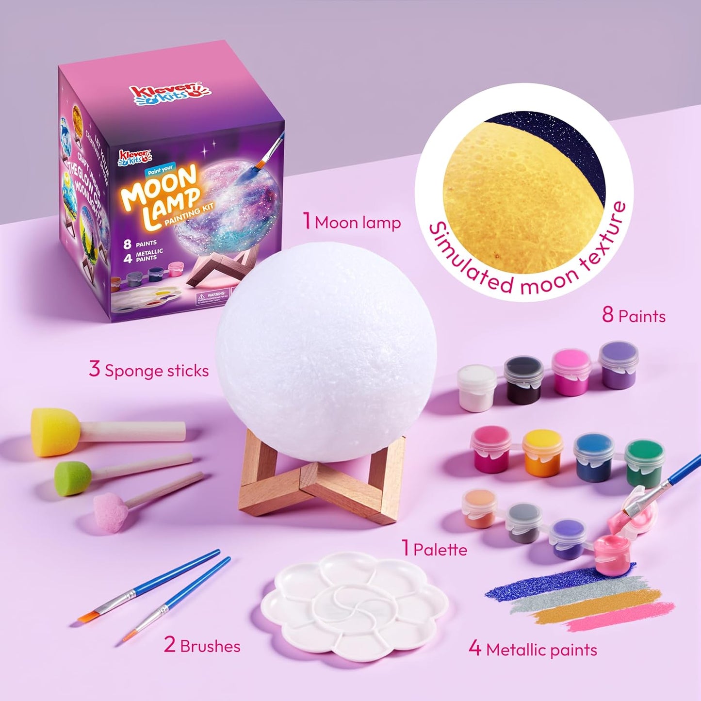 Hot Klever Kits DIY 3D Moon Night Light, Paint Your Own Moon Lamp Kit Galaxy Lamp Arts and Crafts Kit, School Activities, Birthday Gifts for Kids Girls Boys
