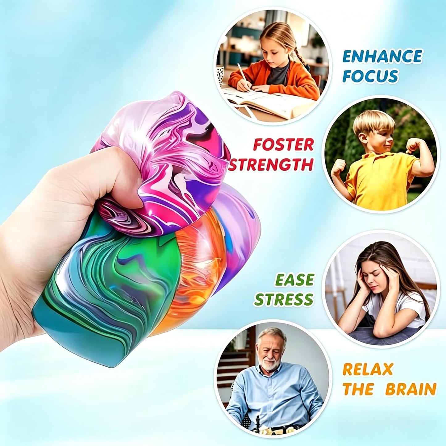 Hot4Pack Fidget Toys Mini Squishy Stress Cube, Stress Balls for Kids, Adults Squishies Anxiety Stress Relief, Ice Squishy Cube Sugar Balls, Sensory Toys for Kids with Autism, Fidgets for Classroom Prize
