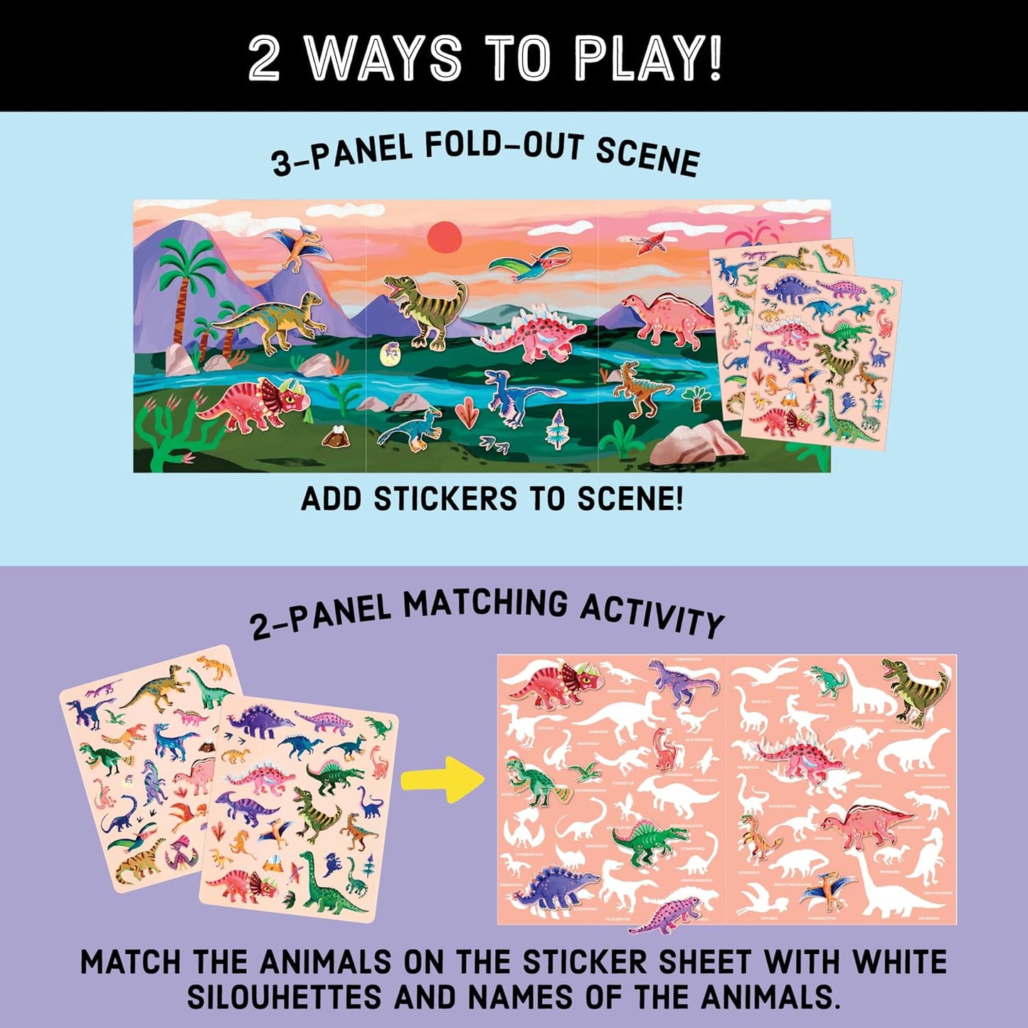 Hot Mudpuppy Dinosaur Park - Sticker Play Reusable Activity Kit Featuring Fun Illustrations of Dinosaurs for Children Ages 3 and Up
