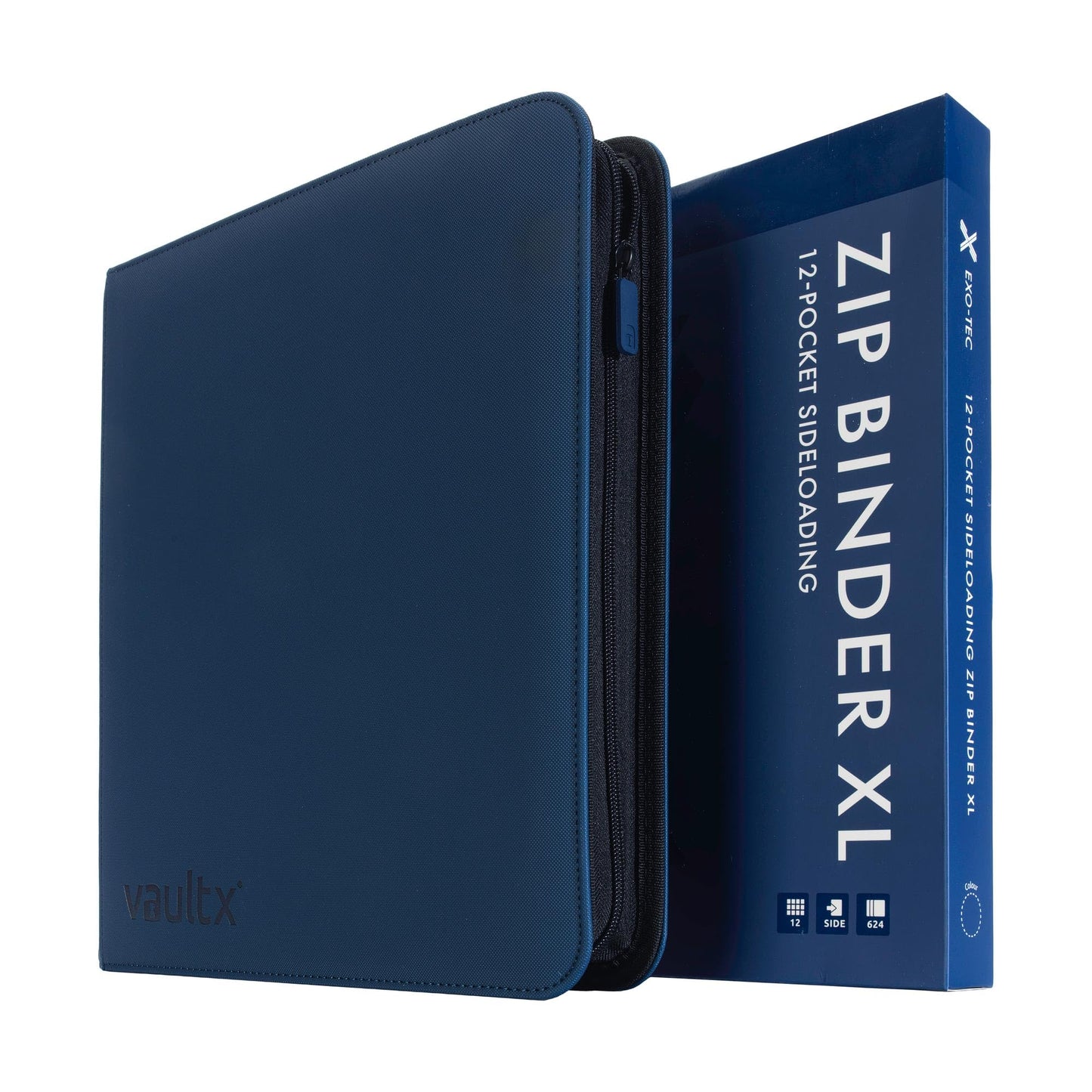 Hot Vault X 12 Pocket Zip Trading Card Binder 480 Cards Exo-Tec (Black) | Holds 480 standard-size TCG cards in 20 side-loading 12-pocket pages. Padded, water-resistant Exo-Tec cover.