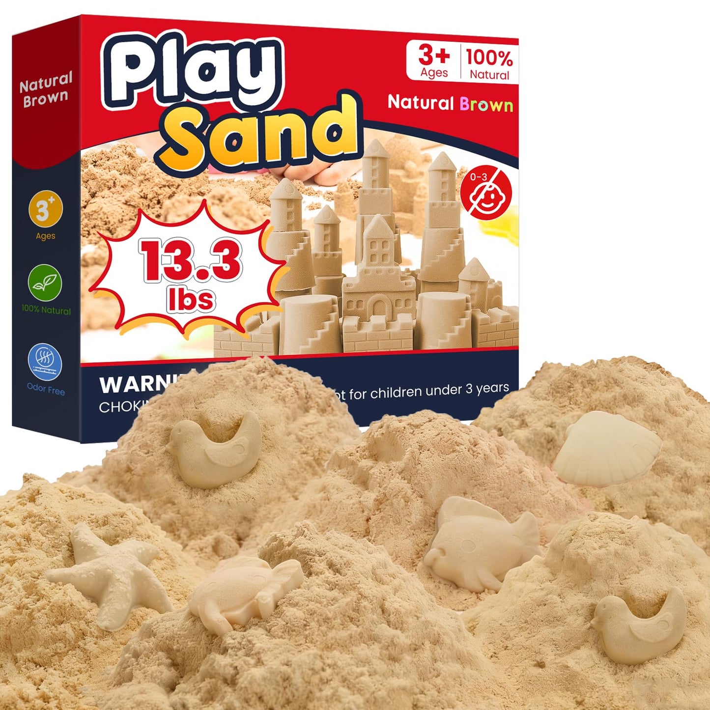 HotFURWEY 6.6lbs Play Sand, Natural Brown Sensory Sand,Suitable for Children to Shaping, Squeezing and Sculpting（Without Molds）