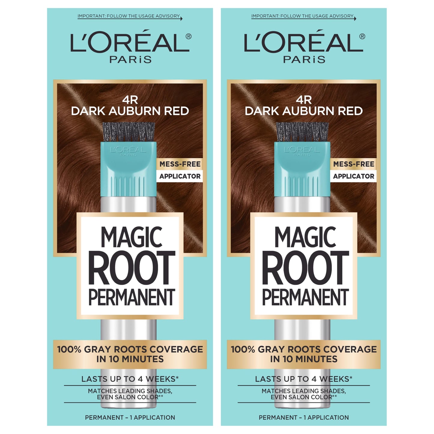 HotL'Oreal Paris Magic Root Permanent Hair Color Kit, 100% Gray Hair Coverage In Just 10 Minutes, Precision Brush Applicator for Seamless Application, 4 Dark Brown (2 Count)