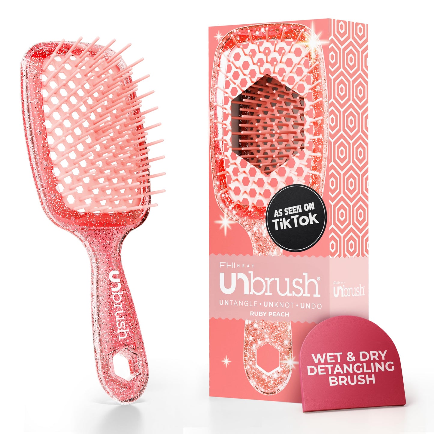 HotFHI Heat UNbrush Detangling Brush for Pain-Free Brushing on All Wet or Dry Hair Types — Durable DuoFlex Anti-Static Bristles, Lightweight Handle, Vented Hair Brush, Periwinkle Light Blue