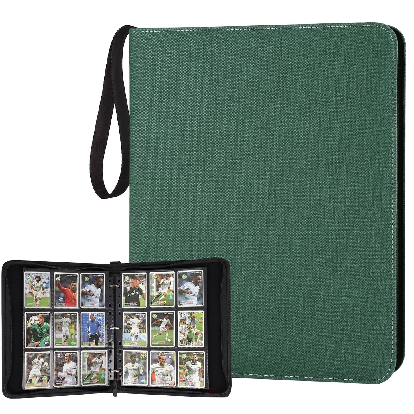 HotGERMUN 9 Pocket Trading Card Binder,720 Cards,40 Top-Loading Pages, Double Sided Pockets PU Cover Zipper Collection Album Folder for Standard MTG, TCG, Sports Cards(Black)