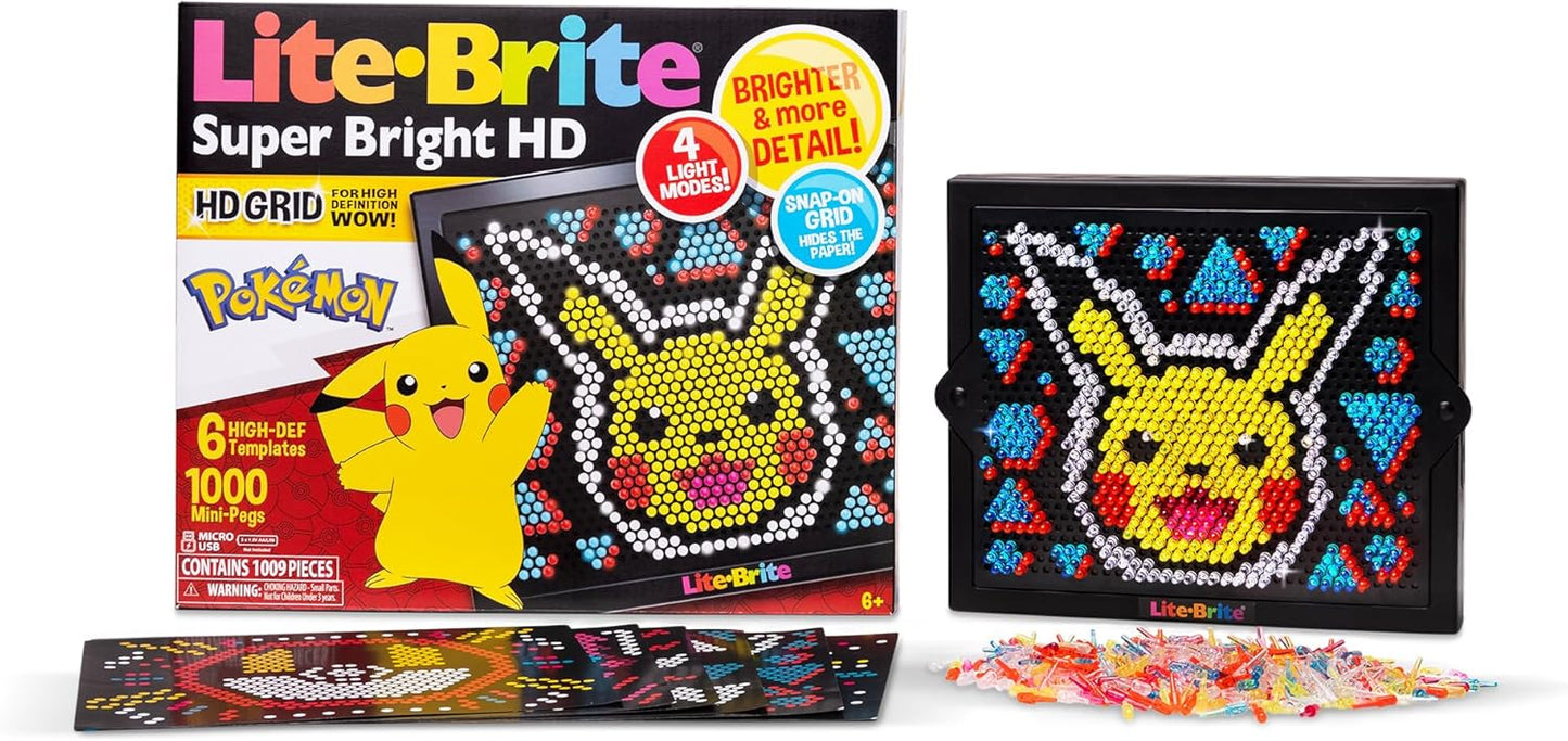 Hot Lite Brite Super Bright HD, Pokemon Edition - Creative Retro Light-Up Screen – Educational Play for Children, Enhances Creativity, Gift for Boys and Girls Ages 6+