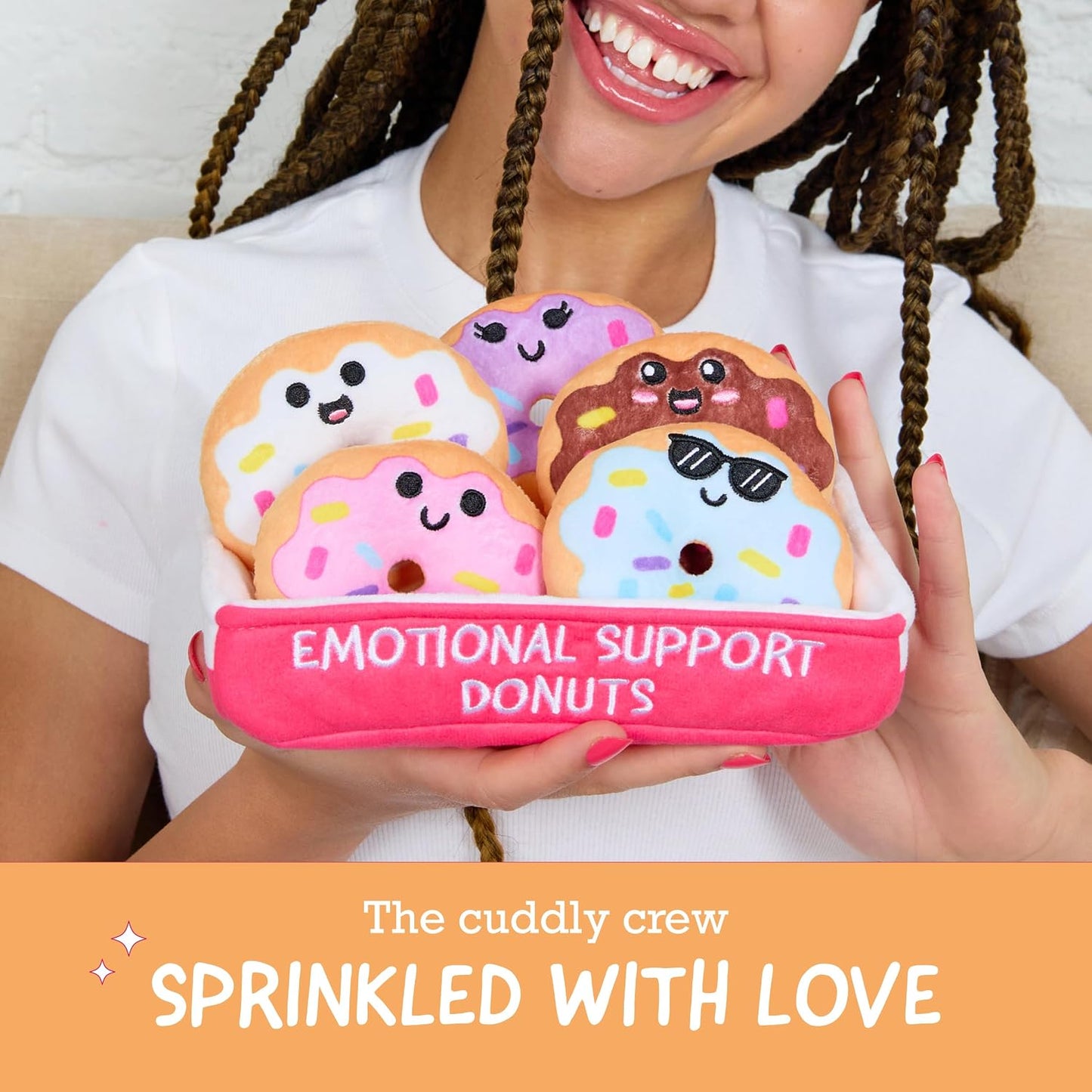 Hot WHAT DO YOU MEME? Emotional Support Donuts by Relatable, Cuddly Stuffed Animals and Toys, Squishy Toys and Plushies, Great Ideas for Loved Ones of All Ages, Includes 5 Plushies with Carrying Basket