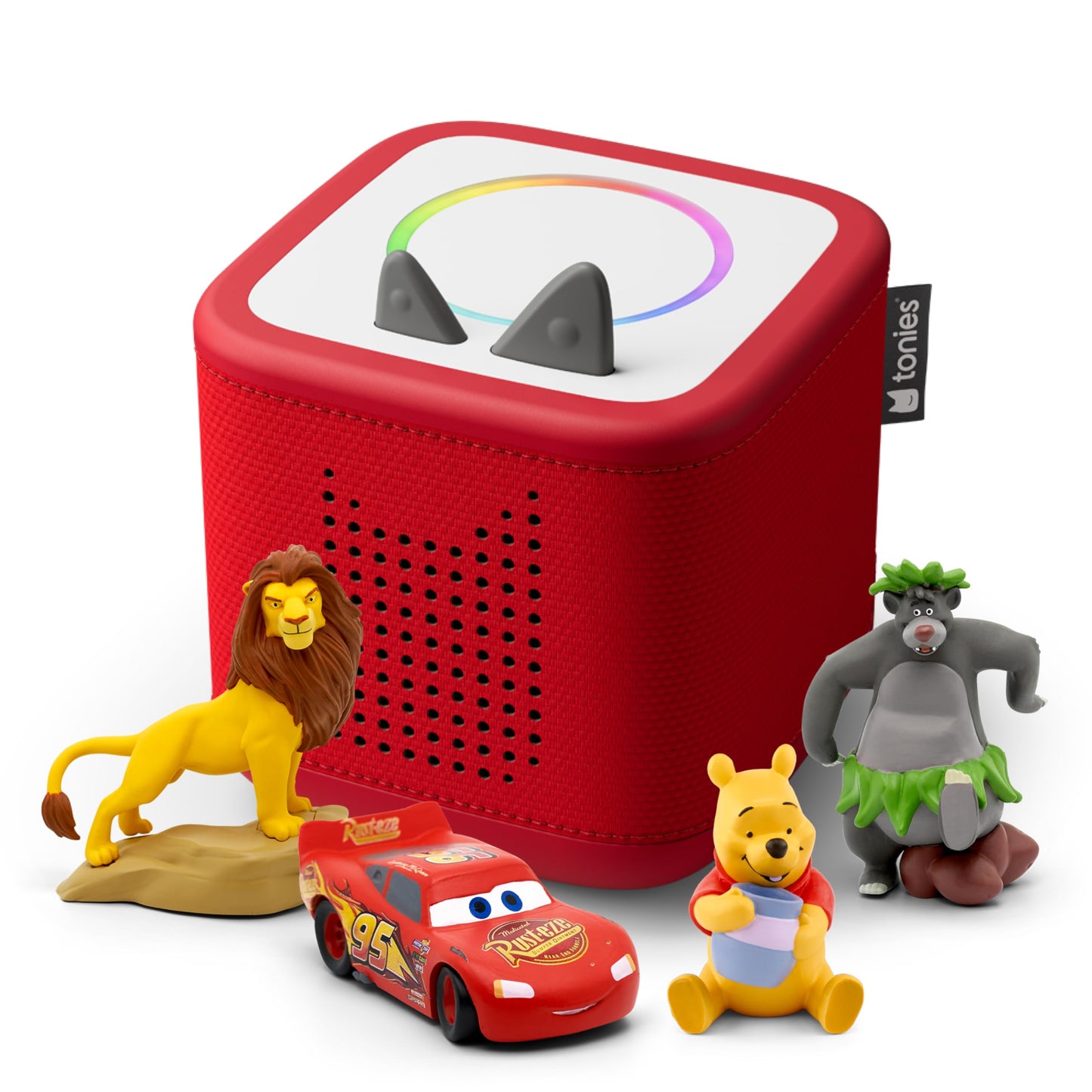HotToniebox 2 Audio Player Disney Bundle for Kids 3+ with Lightning McQueen, Simba, Winnie The Pooh, and Baloo - Sky Blue