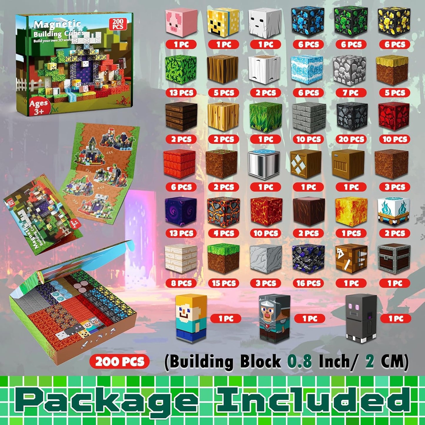 Hot Magneverse 200 PCS 0.8in Magnetic Blocks - Magnet Toys for Kids, Magnetic Building Blocks Cubes, Stacking Magnets, School STEM Toys Birthday Gifts for Boys and Girls Age 3+ Years Old (Theme: Portal)