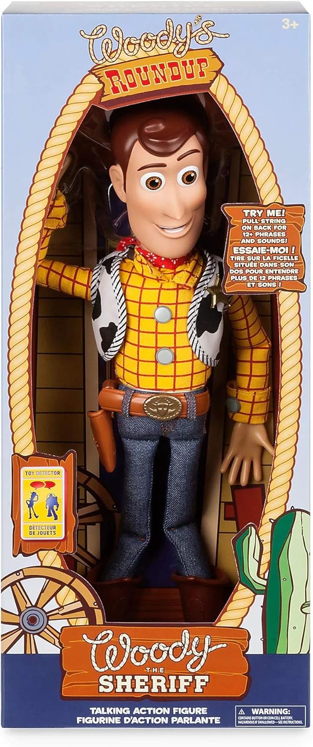 HotDisney Store Official Sheriff Woody Talking Action Figure from Toy Story, Features Sounds and Phrases from the Movies, Interacts with Other Figures and Toys