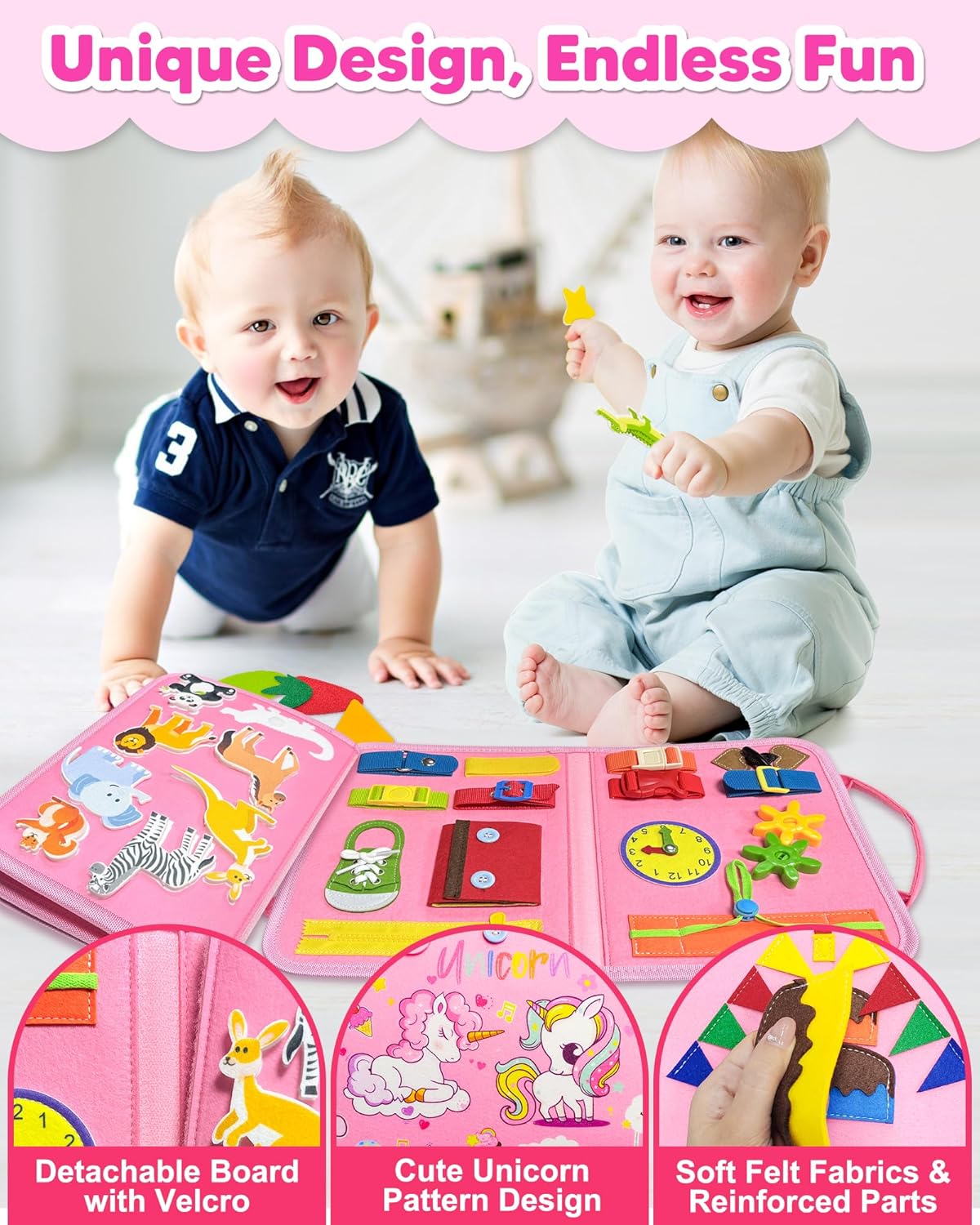 HotExorany Busy Board Montessori Toys for Toddler Girl Birthday Gifts, Busy Book Sensory Learning Toys for Toddlers, Toddler Girl Airplane Car Travel Toy Educational Activities