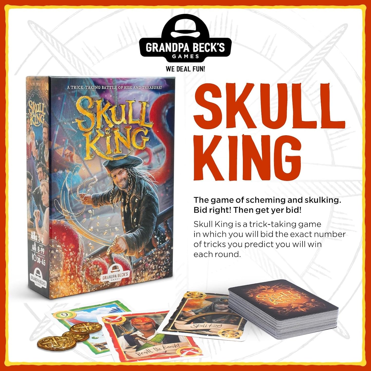 Hot Grandpa Beck's Games Skull King - The Ultimate Pirate Trick Taking Card Game | Strategy Game for Friends, Family, Game Night | from The Creators of Cover Your Assets | 2-8 Players Ages 8+ (Base Game)