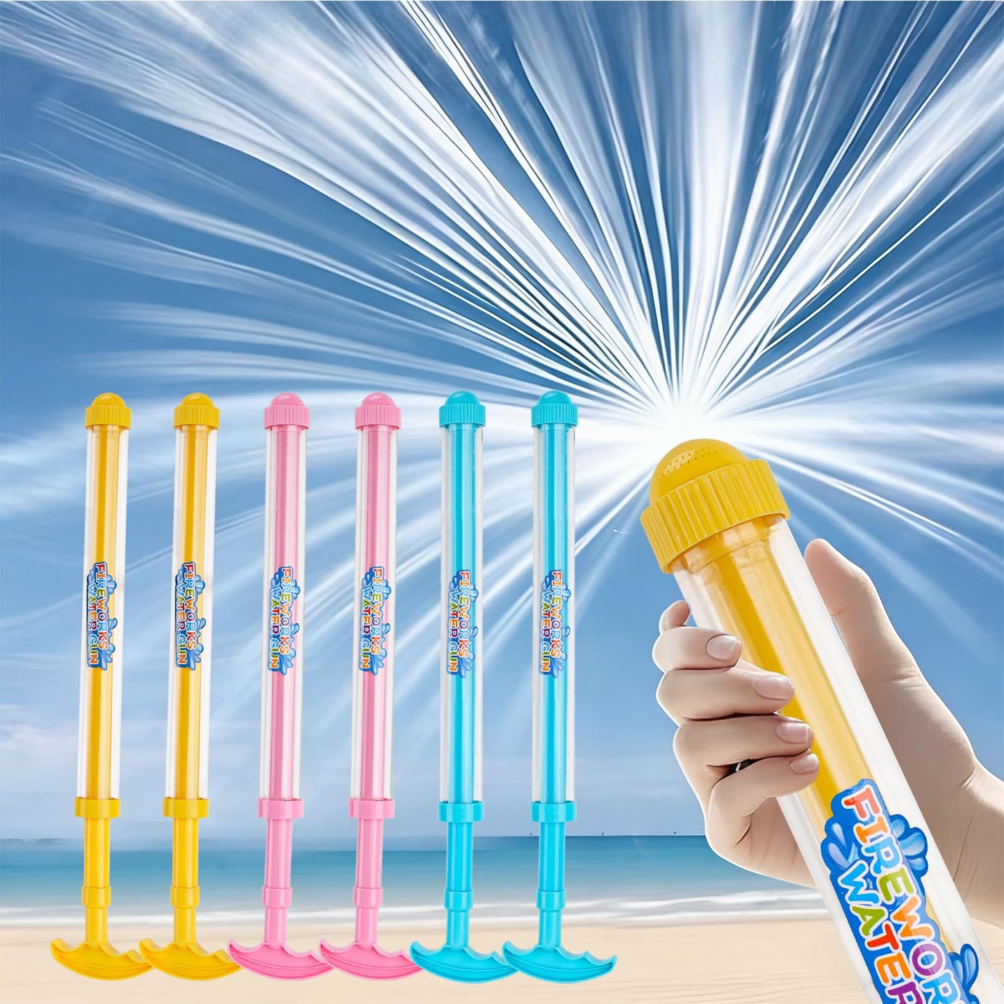 Hot 6Pack Creativity Fireworks Water Gun, Sprays Water Like Fireworks, Squirt Gun for Kids, Bulk Samll Water Blaster Summer Pool, Backyard, Beach, Birthday Party Outdoor Game Toys